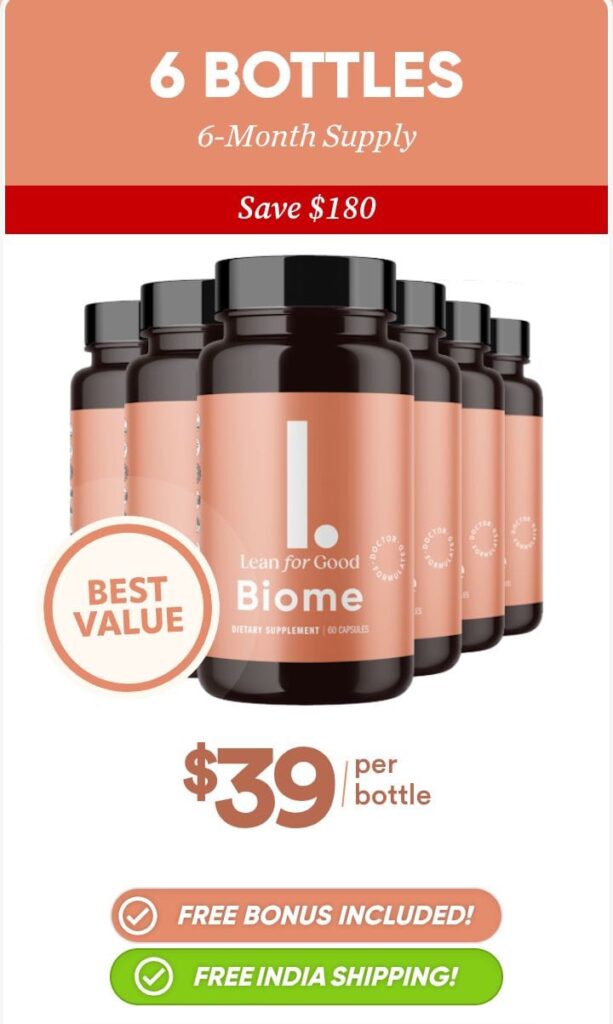 Lean for Good Biome 6 bottles price offer best value weight loss supplement $39 per bottle free shipping